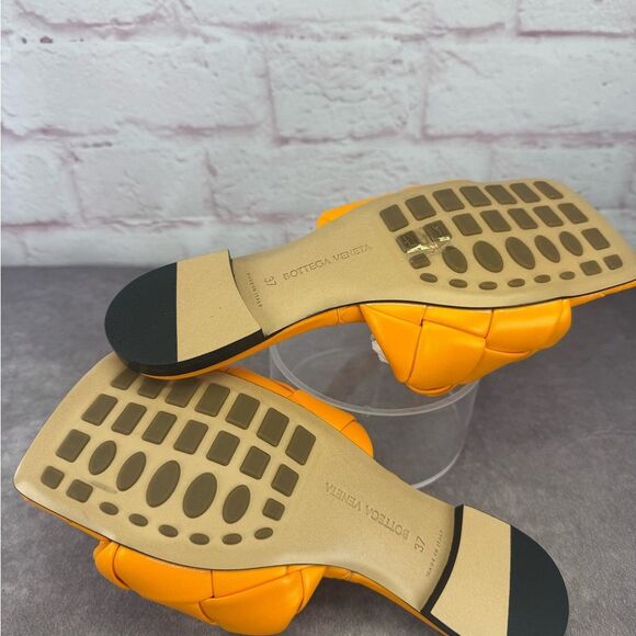 Bottega Veneta Lido Orange Woven Slide Maxi Flat Sandals NEW Lagoon Tangerine - Picture 10 of 14